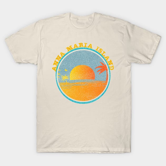 Vintage Anna Maria Island Florida Sunset Palm Trees T-Shirt by Sassee Designs